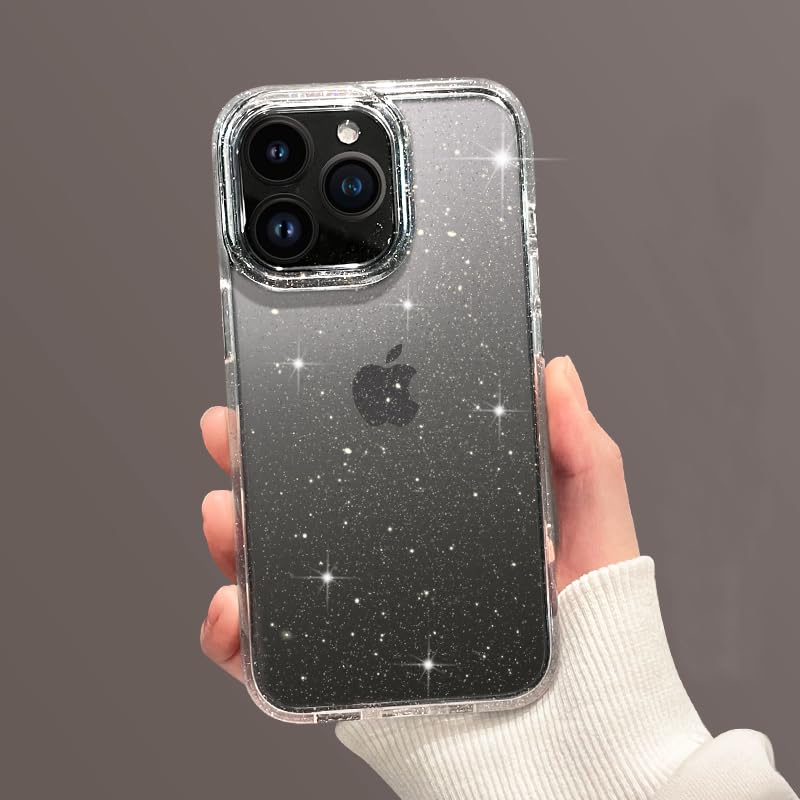 JJGoo Compatible with iPhone 14 Pro Case, Bling Sparkle Soft TPU Anti-Scratch Shockproof Protective Phone Bumper, Women Girls Cute Slim Sparkly Phone Case for iPhone 14 Pro, Clear Glitter - color: Clear Glitter