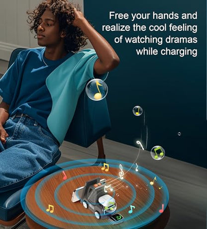 Forklift Wireless Charging Station with Bluetooth Speaker, 4 in 1 Wireless Fast Charger Multiple Devices, Compatible with iPhone16 15 14 13 Pro Max Series, Apple iWatch, Airpods, Android Phones
