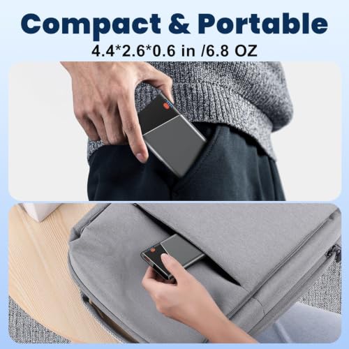 Aaoyun 10000mAh Portable Power Bank, 22.5W PD Fast Charging Battery Pack with Built-in USB-C Cable, Ultra-Slim External Phone Charger for iPhone 17/16/15, Samsung Galaxy S24, Android (Grey) - color: Grey