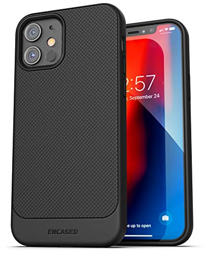 Encased Compatible with iPhone 12 Belt Clip Case (Thin Armor) Slim Grip Cover with Holster - Black - size: iPhone 12