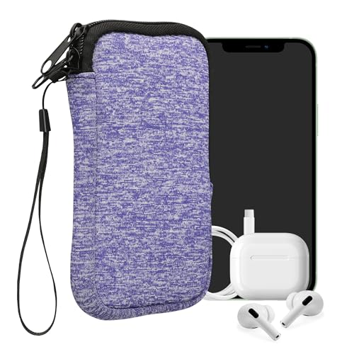 kwmobile Universal Phone Pouch Size M - 5.5" - Neoprene Smartphone Pouch with Zip - Water-Repellent Mobile Phone Case - Sleeve in Denim/White - color: denim / white, size: M - 5.5"