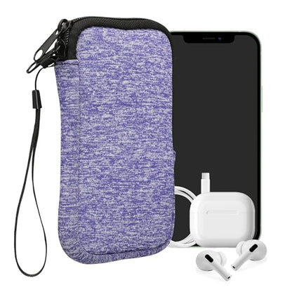 kwmobile Universal Phone Pouch Size M - 5.5" - Neoprene Smartphone Pouch with Zip - Water-Repellent Mobile Phone Case - Sleeve in Denim/White - color: denim / white, size: M - 5.5"