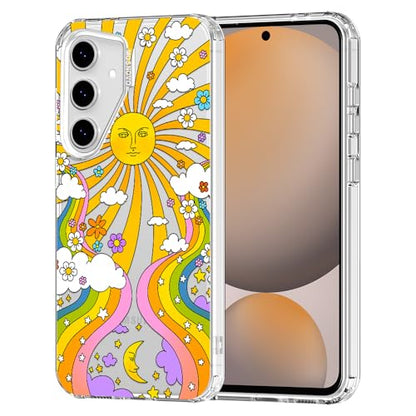 MOSNOVO Case for Samsung Galaxy S24 FE, [Buffertech 6.6ft Military-Grade Drop Protection] [Anti Peel Off Tech] Clear TPU Bumper Phone Case Cover Design - 70's Psychedelic Groovy Art - color: Clear - 70's Psychedelic Groovy Art, size: Samsung Galaxy S24 FE