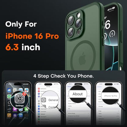 TOCOL for iPhone 16 Pro Case, Compatible with MagSafe, Alpine Green - color: Alpine Green, size: Iphone 16 Pro