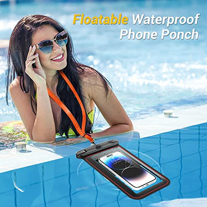 Waterproof Phone Pouch, IPX8 Waterproof Phone Case for iPhone 17/16/15/14/13/12/11/SE Series, Cell Phone Dry Bag for Beach & Cruise Essentials, Lanyard Included, Touch Screen (Fits Up to 8.9”), Black
