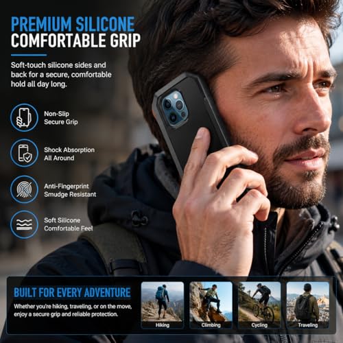 for iPhone 13 Case, 360 Full Body Protective Cover Heavy Duty Shockproof Tough Armour Aluminum Metal Case with Silicone Built-in Screen Protector for Apple iPhone 13 6.1 Inch - Black - color: Black