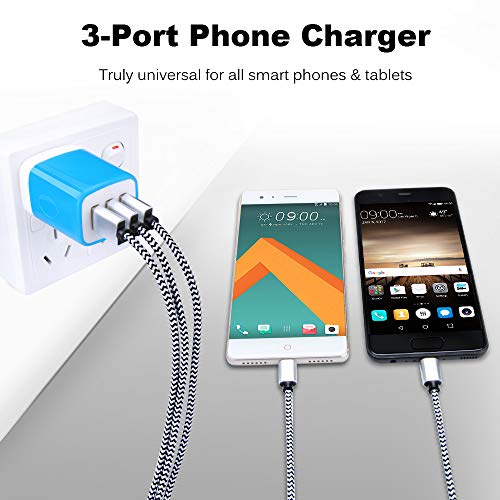 Wall Charger Adapter, USB Cubes,3Pack Universal Travel 3.1A Muti Port Plug - color: 3Pack-Blue