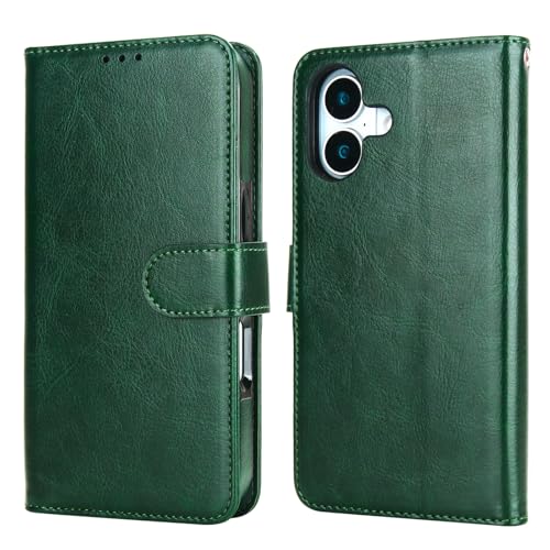 Bocasal Detachable Wallet Case Card Holder for iPhone 17, Green | RFID Blocking Kickstand Card Slots Holder PU Leather Magnetic Shockproof Wrist Strap Removable Flip Protective Cover 6.3 inch - color: Green