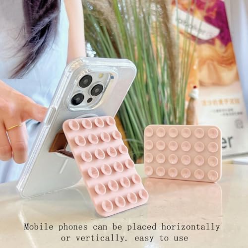 Rookii Phone Stand with Silicone Suction Cup Phone Mount,Phone Adhesive Sticky Grip,Phone Ring Holder,Hands-Free Sticky Cell Phone Grip, Mobile Fidget Mirror Holder for Selfies and Videos (Pink) - color: pink