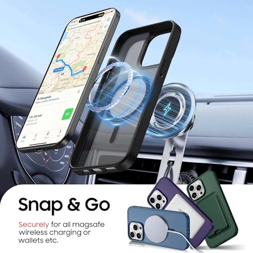 Magnetic for iPhone 13 Pro Wallet Case with Card Holder﻿ Black | Compatible with MagSafe, Shockproof Phone Cover with Detachable RFID Blocking Card Slot, Black - color: Black, size: iPhone 13 Pro