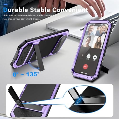 Lunivop Compatibility with iPhone Air Case 6.5'' 2025 Heavy Duty with Built in Screen Protector Lens Protection Rugged Stand 360 Full Body Military Grade Metal Bumper Phone Cases Men 17 Air Purple - color: Purple, size: iPhone 17 Air 6.5 2025