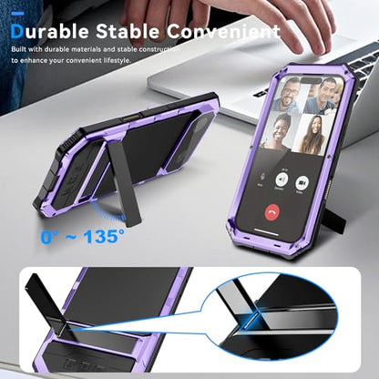 Lunivop Compatibility with iPhone Air Case 6.5'' 2025 Heavy Duty with Built in Screen Protector Lens Protection Rugged Stand 360 Full Body Military Grade Metal Bumper Phone Cases Men 17 Air Purple - color: Purple, size: iPhone 17 Air 6.5 2025