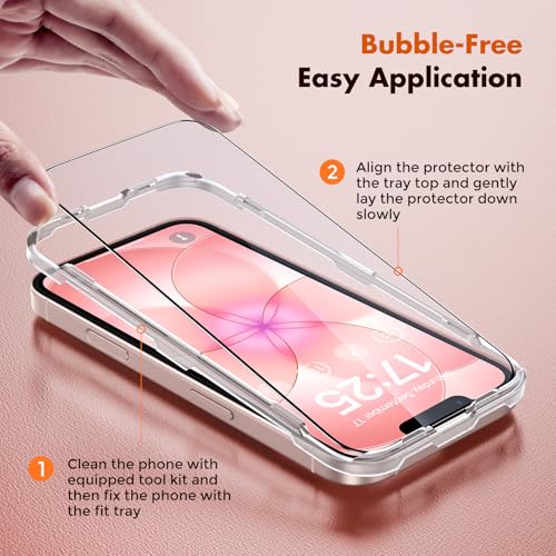 UNBREAKcable for iPhone 17e Screen Protector, 3-Pack Shatterproof Tempered Glass [Easy Installation Frame] [99.99% HD Clear] [9H Hardness] [Case Friendly] [Bubble Free] for Apple iPhone 17e 6.1 inch - size: iPhone 17e