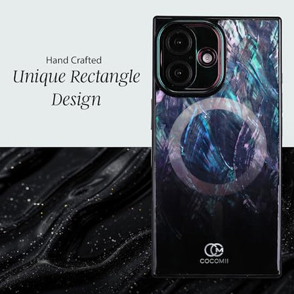 COCOMII Rectangle for iPhone 16 Plus Case, Black Real Mother of Pearl | Compatible with MagSafe Wireless Charging, Shockproof 10ft Drop Protection, Camera & Screen Protection, Premium Glossy Finish - color: Black Real Mother of Pearl, size: iPhone 16 Plus
