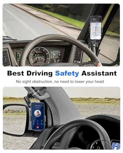 A Pillar Grab Handle Phone Mount for Car/Truck [Shockproof Metal Arm] Universal Phone Clip Phone Holders for Your Car, Truck, Pickup, SUV, Van, Excavator, Front Loader, Fit for iPhone 16 15