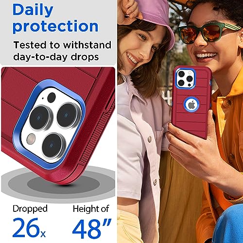 AICase iPhone 15 Pro Max Case,Heavy Duty Drop Protection Full Body Rugged Shockproof Military Protective Tough Durable Cover Compatible with iPhone 15 Pro Max 6.7"_2 - color: Hot Red/Blue
