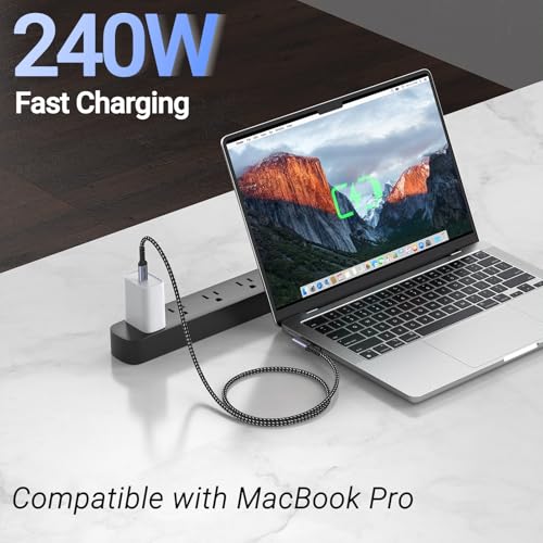 USB4 Cable 3.3FT 2 Packs, 240W USB C to USB C Right Angle - size: 240w - 3ft, 3ft