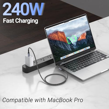 USB4 Cable 3.3FT 2 Packs, 240W USB C to USB C Right Angle - size: 240w - 3ft, 3ft