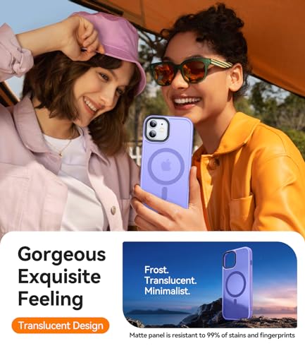 CANSHN Magnetic for iPhone 12 Case/iPhone 12 Pro Case, Light Purple | Translucent Matte, Compatible with MagSafe, Heavy Duty Protection, Scratch Resistant, Slim Fit, Pocket Friendly - color: Matte Magnetic & Light Purple