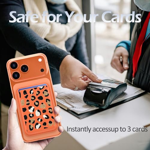 for Magsafe Card Holder | Leopard Print Leather Magnetic Wallet - color: Leopard Print