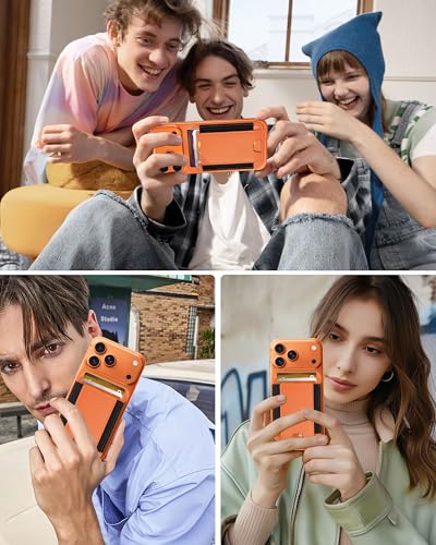 HiWe for MagSafe Wallet, 7 Cards Holder for Phone Case, RFID Blocking - color: Cosmic Orange Wallet - Black Band