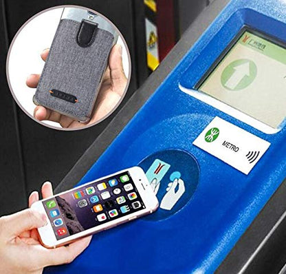 Card Holder for Back of Phone, RFID 5 Pull Phone Wallet, Black - color: Black