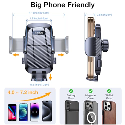 Romuto Phone Holders for Your Car Phone Holder Mount【90+LBS Suction Cup】 - color: Diamond Black