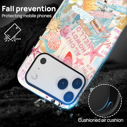 Case Compatible with iPhone 17 Pro Max, Cute Dual Layer Hybrid Phone Cover, Military Grade Drop Protection, Aesthetic Shockproof Phone Case for Women Girls, Pastel Pink Summer Collage - color: Pastel Pink Summer Collage, size: Iphone 17 Pro Max