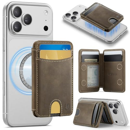 for Magsafe Wallet Magnetic RFID Blocking Card Holders, Retro Brown - color: Retro Brown