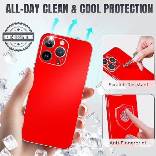 2Pcs Skin Wrap Compatible for iPhone 15 Pro – Slim Decal Vinyl Protective Film for Sides & Back – Sleek Fit, Premium Look – Compatible with All iPhone 15 Pro Cases - Red - color: Red