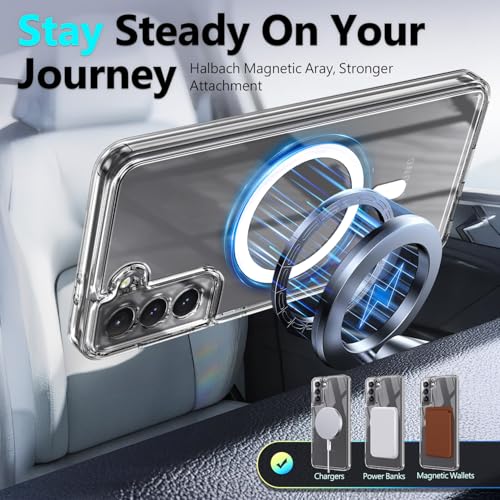 YZB Magnetic for Samsung Galaxy S22 Case, Clear | Compatible with MagSafe | Slim Fit Lightweight Shockproof, Military-Grade Protection, Yellowing Resistant Scratch-Resistant Back - color: Crystal Clear, size: Galaxy S22