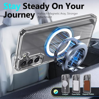 YZB Magnetic for Samsung Galaxy S22 Case, Clear | Compatible with MagSafe | Slim Fit Lightweight Shockproof, Military-Grade Protection, Yellowing Resistant Scratch-Resistant Back - color: Crystal Clear, size: Galaxy S22