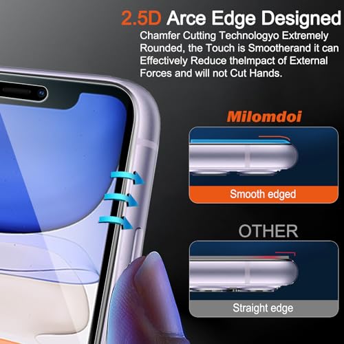 Milomdoi Screen Protector for iPhone 11,Tempered Glass | 4+4 Pack, 9H+ Hardness, Camera Lens Protector, Military Grade Shatterproof, Easy Installation, No Bubbles, Case Friendly - size: iPhone 11-6.1 Inch