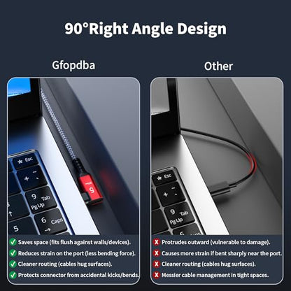 USB C Camera Tethering Cable for Right Angle Thunderbolt 5 Cable 15FT, Support 20Gbps, 240W PD, 4K@60Hz for Thunderbolt 4, iPhone 17, USB4, Canon, Sony, Nikon, Fuji, Mac mini M4 - size: Right Angle 15FT