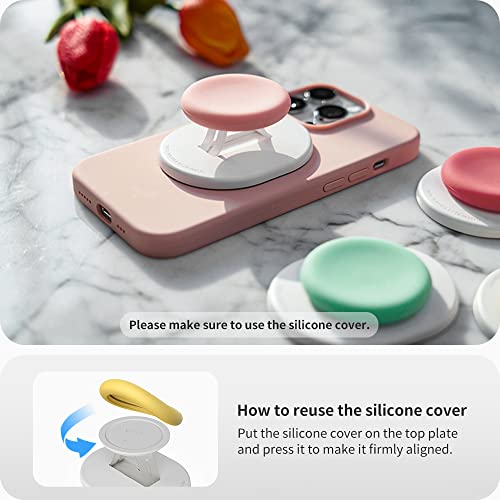 Sinjimoru Magnetic Phone Grip for MagSafe, Silicone Grip Stand, Raspberry - color: Raspberry