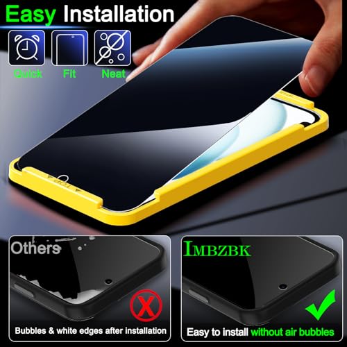 IMBZBK 3 Pack Privacy Screen Protector for iPhone 15,Tempered Glass - color: 15-Black