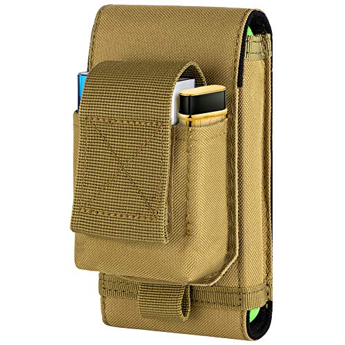 Tactical Molle Phone Holster, Compact Waist Belt Pouch with Cigarette Case for iPhone 17 Pro Max/16 Pro Max/15 Pro Max/14 Pro Max/13 Pro Max, Samsung S25/S24/S23/S22 - color: Coyote Brown