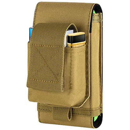 Tactical Molle Phone Holster, Compact Waist Belt Pouch with Cigarette Case for iPhone 17 Pro Max/16 Pro Max/15 Pro Max/14 Pro Max/13 Pro Max, Samsung S25/S24/S23/S22 - color: Coyote Brown