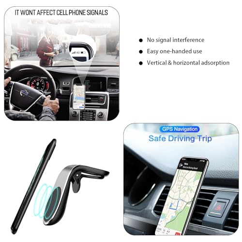 2Pcs Black Universal Phone Holder Car Air Vent Magnetic Mount