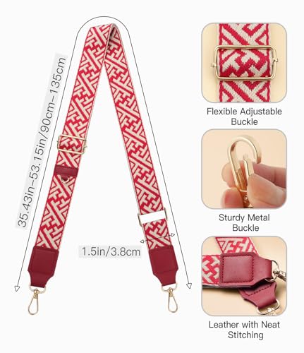 TiMOVO Clip and Go Phone Strap Crossbody with Leather Wallet, Adjustable Anti-Theft Lanyard with Pouch for Most Phone Case - color: F Stripe Red