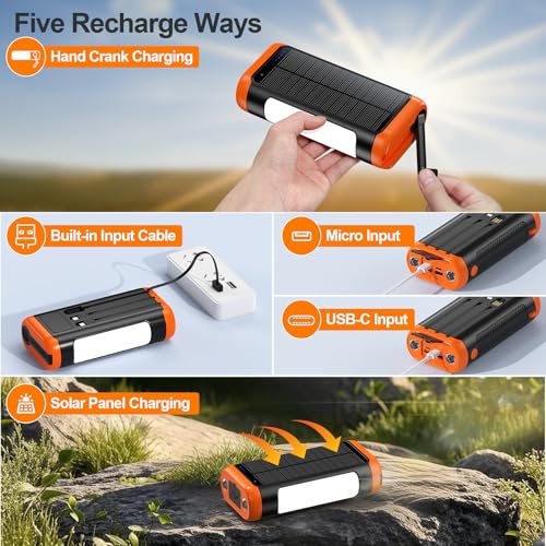 Solar Power Bank Portable Charger 66800mAh Battery Pack for Camping - color: Orange
