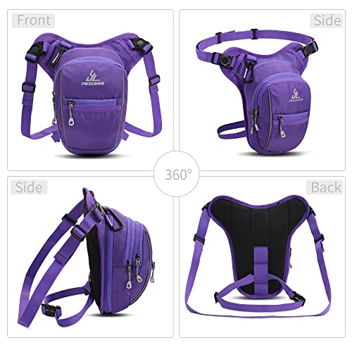 Peicees Motorcycle Leg Bag for Men Womens Thigh Bag, Expandable - color: Purple