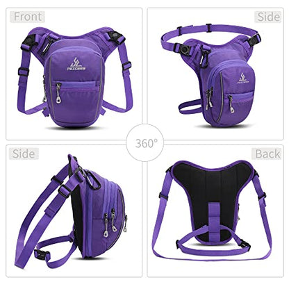 Peicees Motorcycle Leg Bag for Men Womens Thigh Bag, Expandable - color: Purple