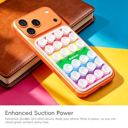 Anteel Silicone Suction Cup Phone Case Mount, Non Slip Sticky Grip for Cellphone, Silicon Adhesive Suction Cup Mount, Strong Grip Holder for Selfies and Videos, 2.4" x 3.8" (RainbowClear) - color: RainbowClear