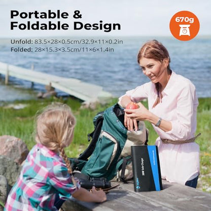 BigBlue 28W Solar Panel Charger with Digital Ammeter, USB-A/USB-C Outputs - color: Black