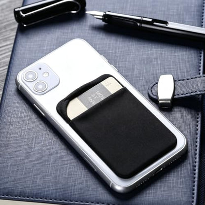 3Pack Cell Phone Card Holder Pocket Sticker Stretchy Cloth for Back of Phone with Flap Credit/ID Card Sleeve Adhesive Stick on Wallet for iPhone,Android All Smartphones (3Black) - color: 3Black