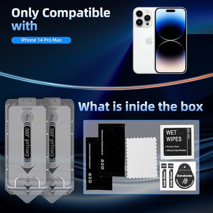 Tempered Glass 4 Way All Angles Privacy Screen Protector for iPhone 14 Pro Max 6.7", 360° Anti-spy Auto-Dust Removal, High Definition, Full Coverage No Bubble Easy Installation 2-Pack - size: For iPhone 14 Pro Max (6.7")