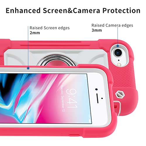 MARKILL Compatible with iPhone 8 Plus/6 Plus Case,iPhone 7 Plus case/iPhone 6S Plus Case 5.5 Inch with Ring Stand, Heavy-Duty Military Grade Shockproof Phone Cover. Hot Pink - color: Hot Pink, size: iPhone 8 Plus/iPhone 7 Plus/6S Plus/6 Plus 5.5"