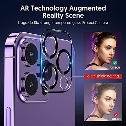 Fotbor for [3+3 Pack] iPhone 14 Pro Screen Protector with Camera Lens Protector, 9H Shatterproof Tempered Glass Film with Easy Installation Frame, HD Clear Sensitive Full Coverage 6.1 Inch - size: iPhone 14 Pro-6.1 inch