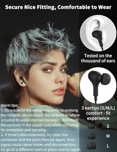 USB C Headphone for Samsung S26 S25 FE S24 A16 A17 Z Wired Earbuds Magnetic - color: Black